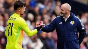 Steve Clarke saw goalkeeper Cieran Slicker (left) endure a torrid Scotland debut (Andrew Milligan/PA).