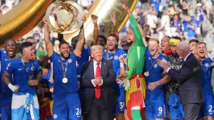 Confusion as Donald Trump joins Chelsea on stage after Club World Cup win