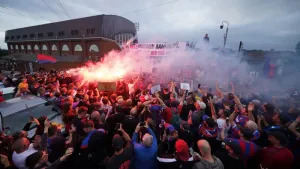 Crystal Palace fans protest against Europa League ejection