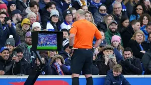 Referees will announce the outcome of all decisions they review on pitch-side monitors in next season’s Premier League (PA)