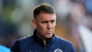 Dave Challinor on the touchline (Martin Rickett/PA)