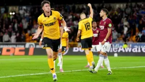 Jorgen Strand Larsen’s late brace sees Wolves beat West Ham in Carabao Cup
