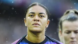 A man has been arrested by police officers investigating online abuse directed towards England player Jess Carter, pictured,