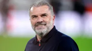 Ange Postecoglou pictured at Nottingham Forest after agreeing to replace Nuno