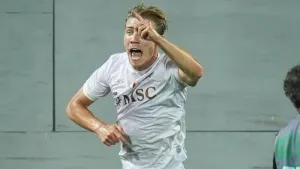 Rasmus Hojlund marked his Napoli debut with a goal in a 3-1 win at Fiorentina (Massimo Paolone/AP)