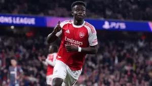 Bukayo Saka settles Arsenal nerves in Champions League win over Olympiacos