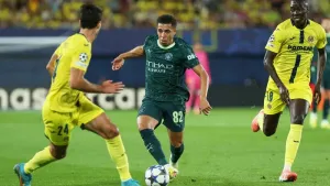 Rico Lewis excelled as Manchester City beat Villarreal in the Champions League (Alberto Salz/AP)