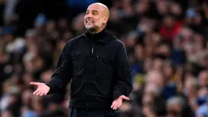 Pep Guardiola is preparing his Manchester City side for a tough test at Aston Villa (Martin Rickett/PA)