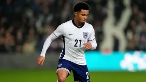 Ethan Nwaneri in action for England Under-21s (Martin Rickett/PA)