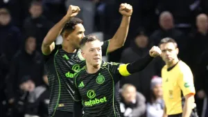 Callum McGregor celebrates late winner as Celtic cut gap on Premiership leaders