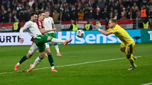Troy Parrott scored a brilliant hat-trick as the Republic of Ireland beat Hungary 3-2 in Budapest (Denes Erdos/AP)
