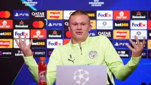 Manchester City striker Erling Haaland insists he is not thinking about records