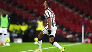 St Mirren’s Mikael Mandron celebrates scoring their side’s first goal against Motherwell (Andrew Milligan/PA)