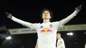 Ao Tanaka snatched a point for Leeds in dramatic fashion (Danny Lawson/PA)