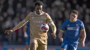 Bromley defender Deji Elerewe scored a late winner at Acrrington (Steven Paston/PA)