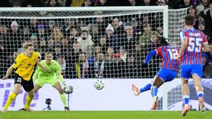 Christantus Uche scores for Crystal Palace (Jordan Pettitt/PA)