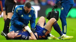 Dan Burn was taken to hospital after colliding with Nordi Mukiele (Owen Humphreys/PA)