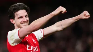 Arsenal’s Declan Rice impressed as a makeshift right-back against Brighton (Bradley Collyer/PA)