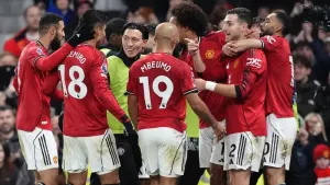 Diogo Dalot (second right) has urged his team-mates to become “more obsessed” with leading United to success (Nick Potts/PA)