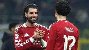 Liverpool midfielders Curtis Jones (left) and Dominik Szoboszlai have distanced themselves from the Mohamed Salah row (Fabri