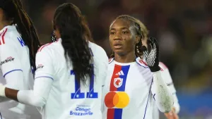 Melchie Dumornay scored twice for Lyon against Manchester United (Martin Rickett/PA)