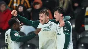 Alex Gilbert, right, scored and had an assist in Middlesbrough’s win at Hull (Nigel French/PA)