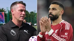 Mohamed Salah, right, has come in for criticism from Michael Owen, left, for his outburst at Elland Road (Leon Neal/Peter By