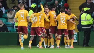 Motherwell celebrated victory against Livingston (Steve Welsh/PA)