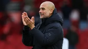 Pep Guardiola was pleased with Manchester City’s performance in 2025 (Barrington Coombs/PA)