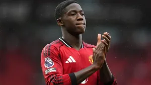 Manchester United midfielder Kobbie Mainoo is yet to start a Premier League game this season (Martin Rickett/PA)