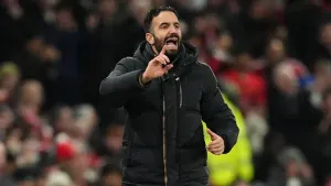 Manchester United manager Ruben Amorim rued missed first-half chances (Martin Rickett/PA)