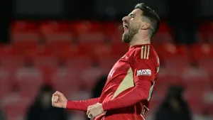 Fabio Borini equalised from the penalty spot for Salford before Luke Garbutt’s late winner (Cody Froggatt/PA)