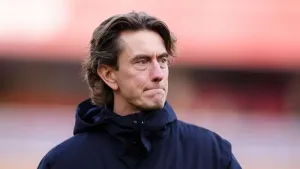 Thomas Frank questioned the decision to send off Xavi Simons (Mike Egerton/PA)