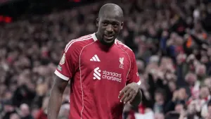 Liverpool’s Ibrahima Konate scored in his side’s win (Peter Byrne/PA)