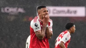 Arsenal’s Gabriel Jesus reacts during the Premier League match at Emirates Stadium, London. Picture date: Thursday January 8