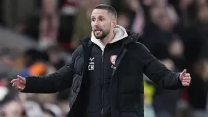 Barnsley head coach Conor Hourihane was unhappy with Dominik Szoboszlai’s attempted backheel (Peter Byrne/PA)