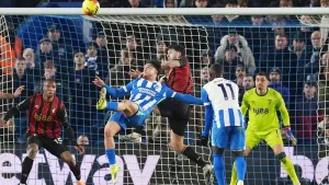 Charalampos Kostoulas scored a stunning late equaliser for Brighton (Gareth Fuller/PA).