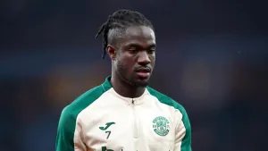 Elie Youan scored twice in Hibernian’s win (Joe Giddens/PA)