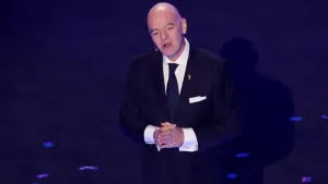 Gianni Infantino made a joke about British football fans’ behaviour during a speech to world leaders in Switzerland on Thurs