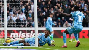 Haji Wright (left) turns the ball home (Jacob King/PA)