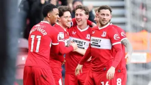 Hayden Hackney (second left) celebrates his goal against Norwich (Andy Commins/PA)