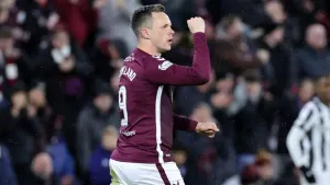 Lawrence Shankland fired 10-man Hearts ahead (Steve Welsh/PA)