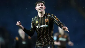 Hull City’s Lewis Koumas celebrates (Martin Rickett/PA)