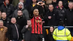 Junior Kroupi celebrates scoring the opener (Jacob King/PA)