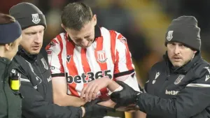 Robert Bozenik suffers dislocated shoulder in Stoke’s win at Hull