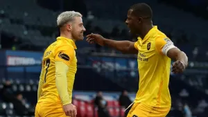 Former Livingston and Hamilton forward Scott Robinson (left) scored on his debut for Arbroath (Jane Barlow/PA)