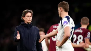 Thomas Frank (left) after the match (John Walton/PA)