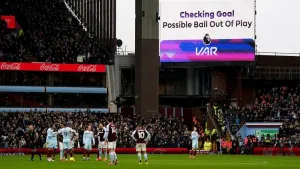 There was VAR controversy as Brentford beat Villa 1-0 (Jacob King/PA)