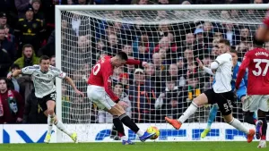 Benjamin Sesko scores the winner for Manchester United (Martin Rickett/PA)