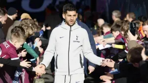 Tottenham captain Cristian Romero at Burnley (Richard Sellers/PA)